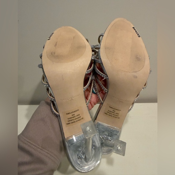 Steve Madden Women's Pamola Silver Rhinestone Embellished Heels - Picture 7 of 10